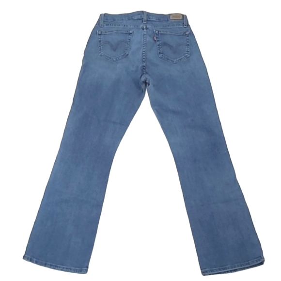 Levi's 529 Curvy Denim Jean Mid Waist Rise Bootcut Mid Wash Whiskered Worn Jeans - Picture 5 of 17